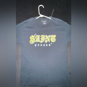 black ‘Saint Sinner’ graphic tee